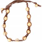 Brown Bracelet with Gold and Rhinestone Beads