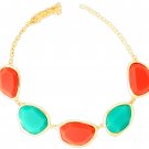 Turquoise And Mango Multi Faceted Gem Necklace Set