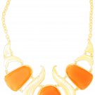 Orange Gold Filigree Statement  Necklace