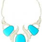 Turquoise and Silver Filigree Statement Necklace