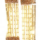 Long Beaded Bronze and Gold Liquid Necklace