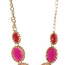 Tiered Purple Fuscia and Light Purple Gem Stone Bib Statement Necklace Set