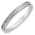 Silver stackable ring with diamonds eternity band