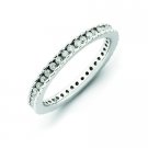 Silver stackable ring with diamonds eternity band
