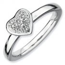 Silver Stackable ring with diamond heart