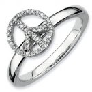 Silver Stackable ring with diamond peace sign