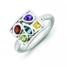 Silver stackable ring with semi-precious stones