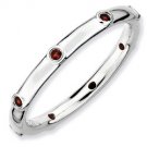 Silver stackable ring with garnet eternity band
