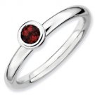 Silver stackable ring with garnet