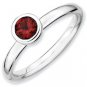 Silver stackable ring with garnet