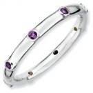 Silver stackable ring with amethyst eternity band