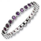 Silver stackable ring with amethyst eternity band