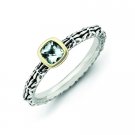 Silver stackable ring with aquamarine
