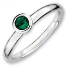 Silver stackable ring with emerald