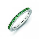Silver stackable ring with emerald eternity band