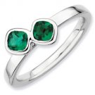 Silver stackable ring with emerald