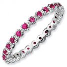 Silver stackable ring with rubies eternity band