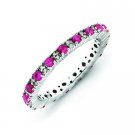 Silver stackable ring with rubies eternity band
