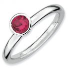 Silver stackable ring with ruby