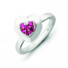 Silver stackable ring with ruby heart