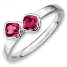 Silver stackable ring with ruby