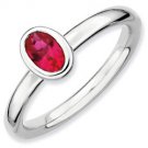 Silver stackable ring with ruby