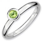 Silver stackable ring with peridot
