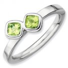 Silver stackable ring with peridot