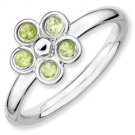 Silver stackable ring with peridot flower