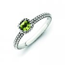 Silver stackable ring with peridot