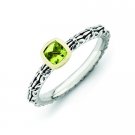 Silver stackable ring with peridot