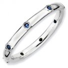 Silver stackable ring with sapphires eternity band