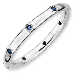 Silver stackable ring with sapphires eternity band