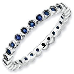 Silver stackable ring with sapphires eternity band