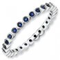 Silver stackable ring with sapphires eternity band