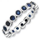 Silver stackable ring with sapphires eternity band
