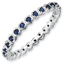 Silver stackable ring with sapphires eternity band