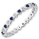 Silver stackable ring with sapphires and diamonds eternity band