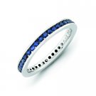 Silver stackable ring with sapphires eternity band
