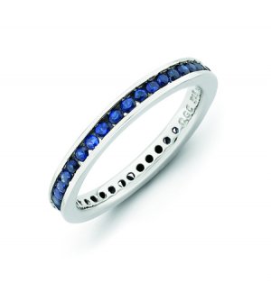 Silver stackable ring with sapphires eternity band