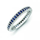 Silver stackable ring with sapphires eternity band
