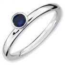 Silver stackable ring with sapphire