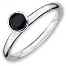 Silver stackable ring with sapphire