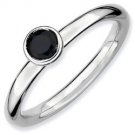 Silver stackable ring with sapphire