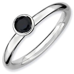 Silver stackable ring with sapphire