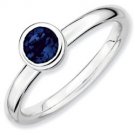 Silver stackable ring with sapphire