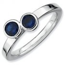 Silver stackable ring with sapphire