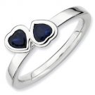 Silver stackable ring with sapphire hearts