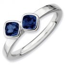 Silver stackable ring with sapphire hearts