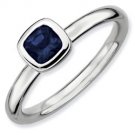 Silver stackable ring with sapphires